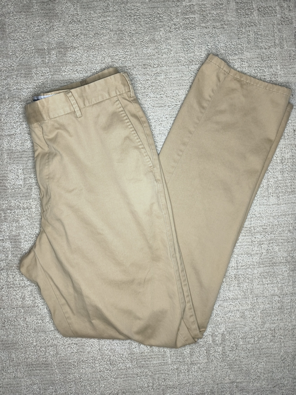 Peter Millar Men's Chino Pants Size 36 Khaki Flat Front Cotton Made In Peru EUC